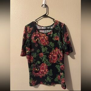 LULAROE Pink/Green Paisley Women’s Blouse 3X